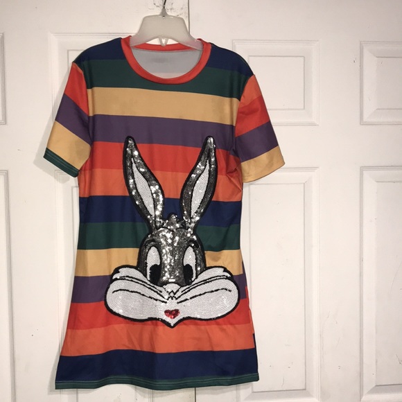 Junior’s Sequined Bugs Bunny Tunic/Dress - Picture 1 of 6